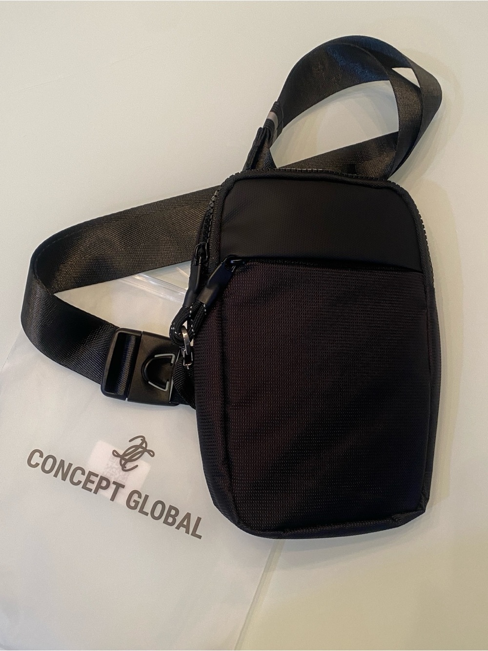 NWOT Concept Global Black Anti Theft Travel Sling Bag RFID Blocking
